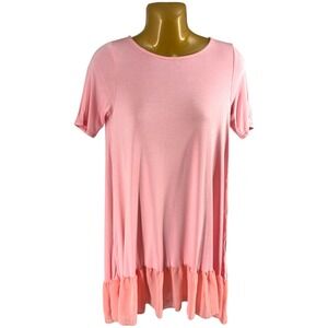 Agnes & Dora Pink Chiffon Ruffle Hem Tunic Dress XS NWT Made‎ in USA Lightweight